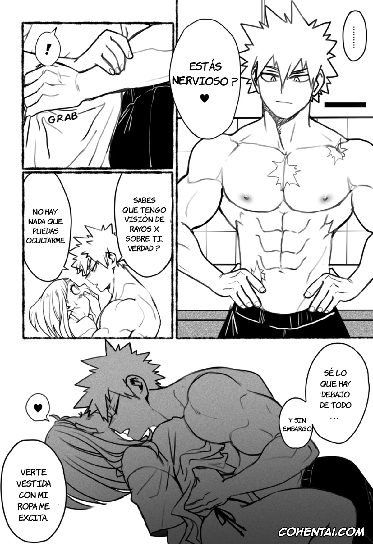 My Hero Academia | Boku No Hero Academia xxx, Katsuki Bakugou xxx, Ochako Uraraka xxx, A mi novia le gusta usar mi ropa y eso me excita (Boku no Hero Academia), pagina 4