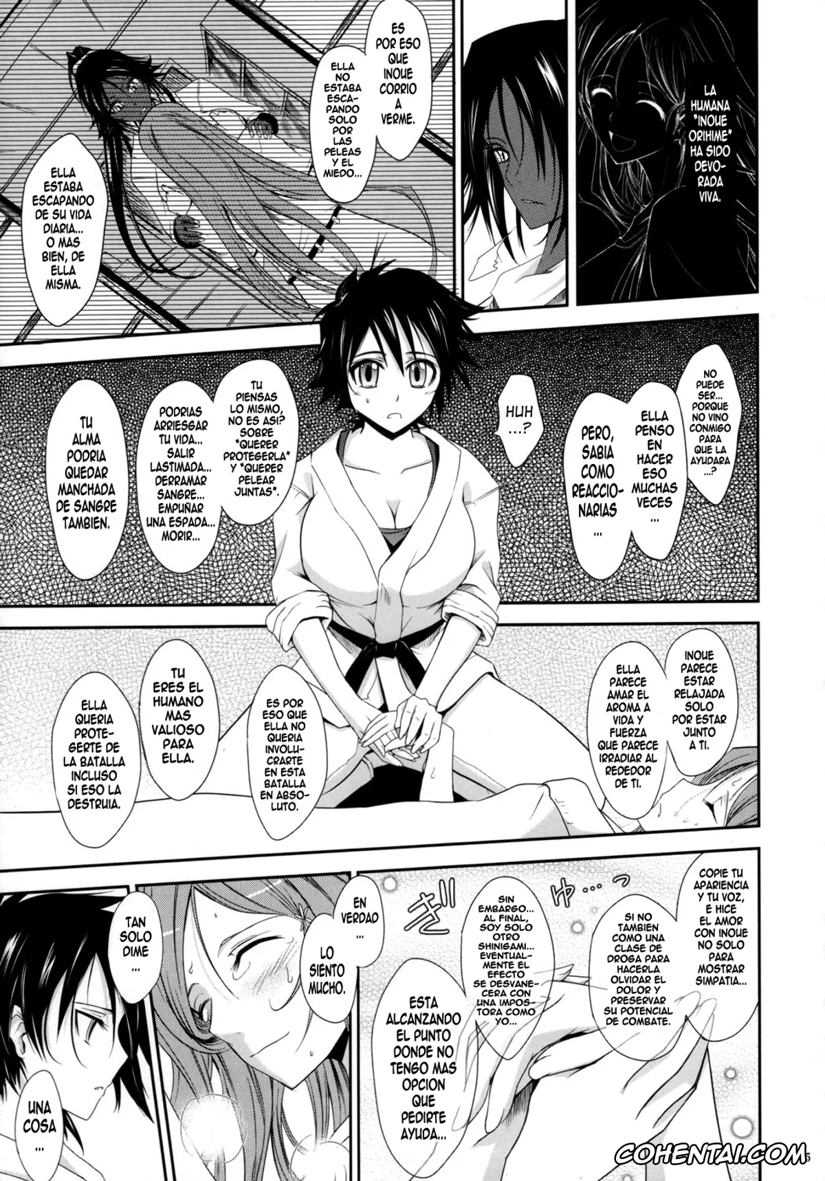 Bleach porno, Orihime Inoue porno, Tatsuki Arisawa porno, Yoruichi Shihoin porno, Aki-Akane Zenpen (Bleach), pagina 14
