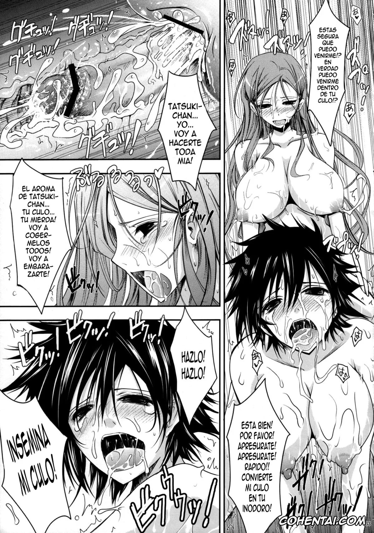 Bleach porno, Orihime Inoue porno, Tatsuki Arisawa porno, Yoruichi Shihoin porno, Aki-Akane Zenpen (Bleach), pagina 32