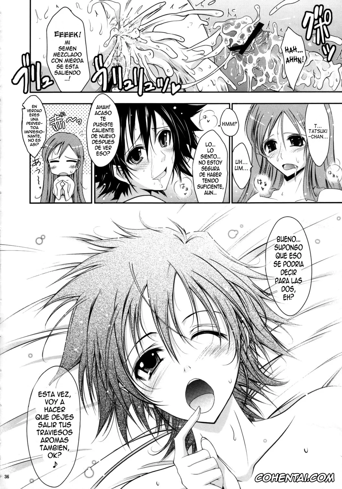 Bleach porno, Orihime Inoue porno, Tatsuki Arisawa porno, Yoruichi Shihoin porno, Aki-Akane Zenpen (Bleach), pagina 35