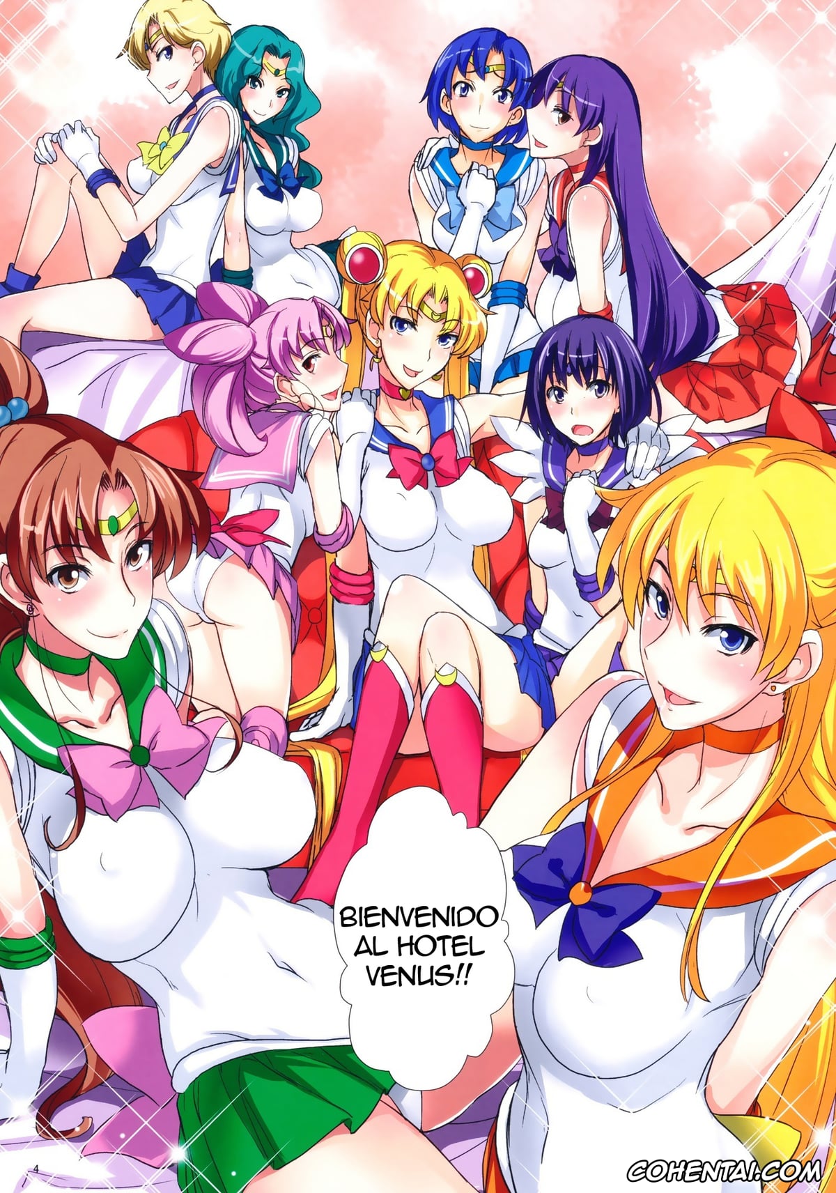 Sailor Moon | Bishoujo Senshi Sailor Moon xxx, Sailor Chibi Moon | Chibiusa xxx, Sailor Jupiter | Makoto Kino xxx, Sailor Mars | Rei Hino xxx, Sailor Mercury | Ami Mizuno xxx, Sailor Moon | Usagi Tsukino xxx, Sailor Neptune | Michiru Kaioh xxx, Sailor Saturn | Hotaru Tomoe xxx, Sailor Uranus | Haruka Tenoh xxx, Sailor Venus | Minako Aino xxx, Getsu Ka Sui Moku Kin Do Nichi FullColor «Hotel Venus e Youkoso!!» (Bishoujo Senshi Sailor Moon), pagina 4