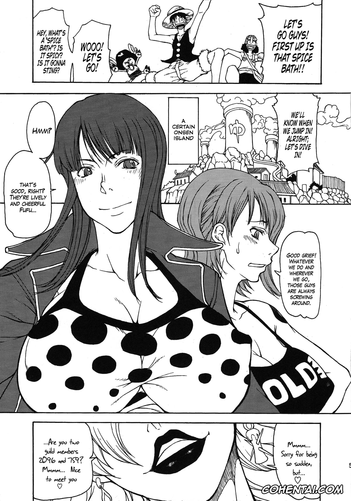 One Piece porno, Nami porno, Nico Robin porno, Sadi-chan porno, Momojita Onsen Daienkai!! (One Piece), pagina 2