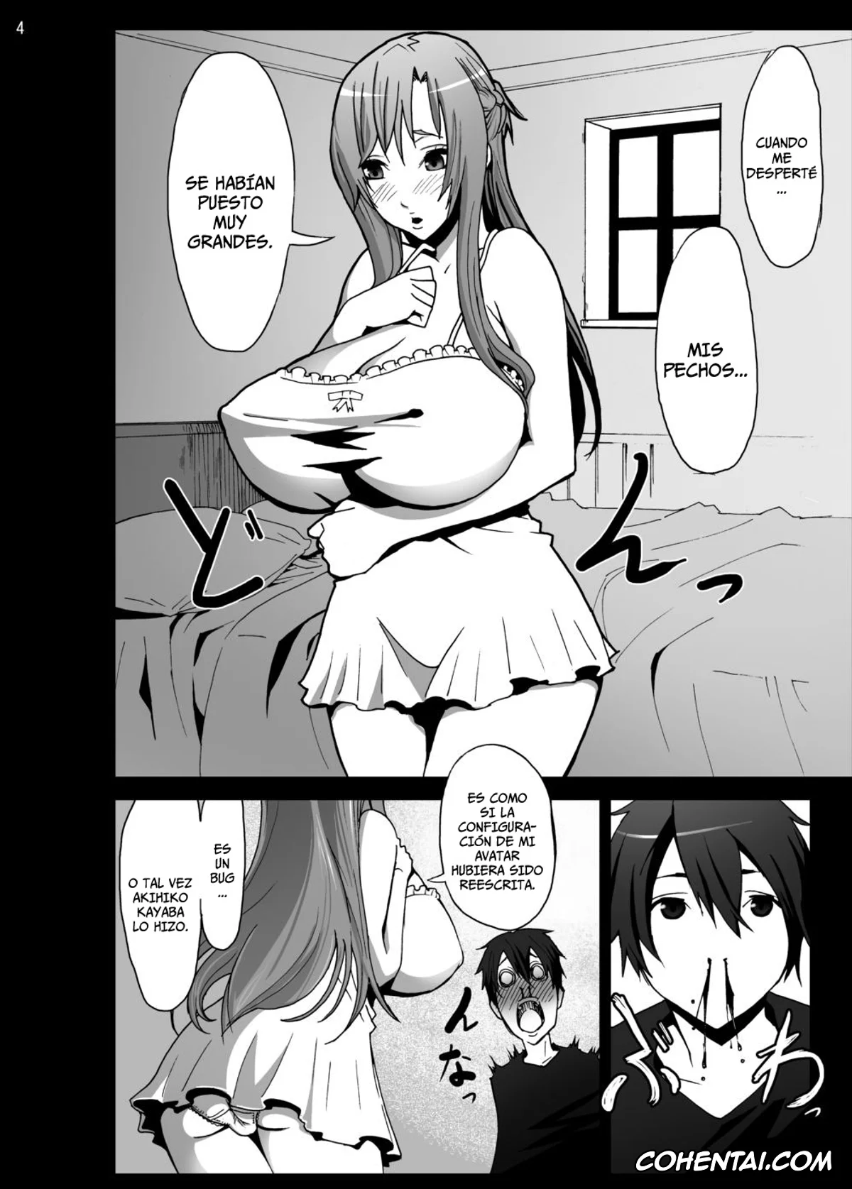 Sword Art Online xxx, Asuna Yuuki xxx, Kazuto Kirigaya | Kirito xxx, Asuna o Bakunyuni Shite Mita (Sword Art Online), pagina 4