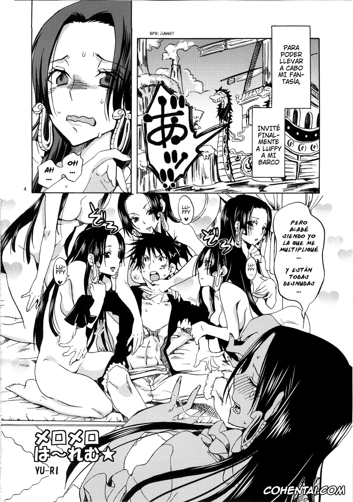 One Piece hentai, Boa Hancock hentai, Monkey D. Luffy hentai, Meromero Ha~rem★ (One Piece), pagina 3