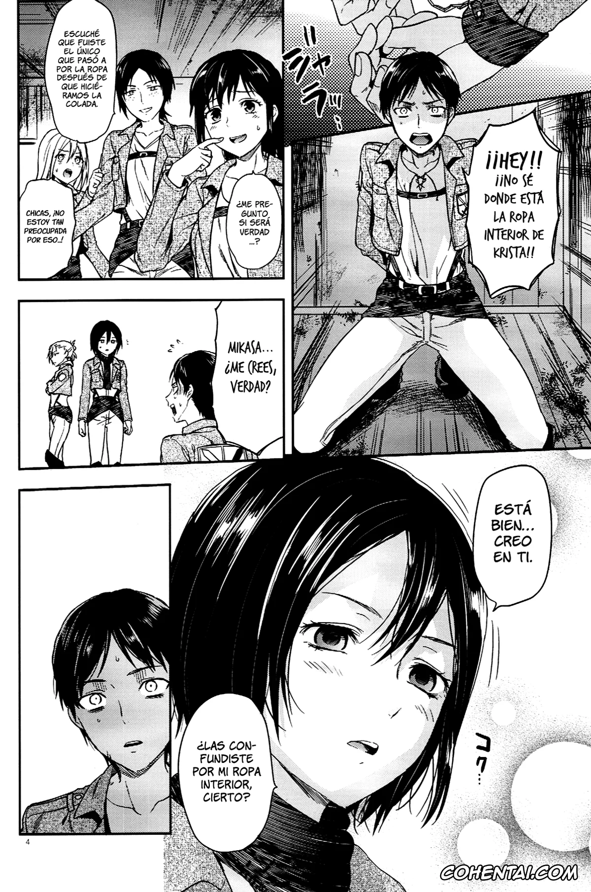 Shingeki No Kyojin | Attack On Titan xxx, Annie Leonhart xxx, Eren Jaeger xxx, Krista Lenz xxx, Mikasa Ackerman xxx, Sasha Blouse xxx, Ymir xxx, 104 ki Sei Joshi no Shingeki (Shingeki no Kyojin), pagina 4