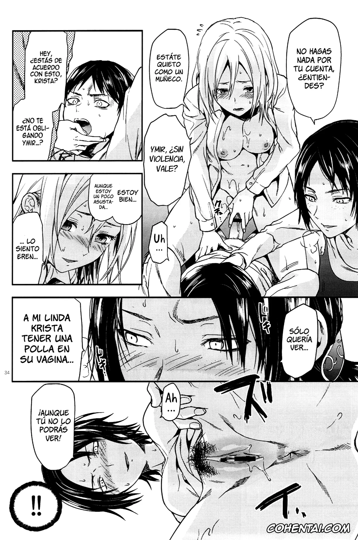Shingeki No Kyojin | Attack On Titan xxx, Annie Leonhart xxx, Eren Jaeger xxx, Krista Lenz xxx, Mikasa Ackerman xxx, Sasha Blouse xxx, Ymir xxx, 104 ki Sei Joshi no Shingeki (Shingeki no Kyojin), pagina 34