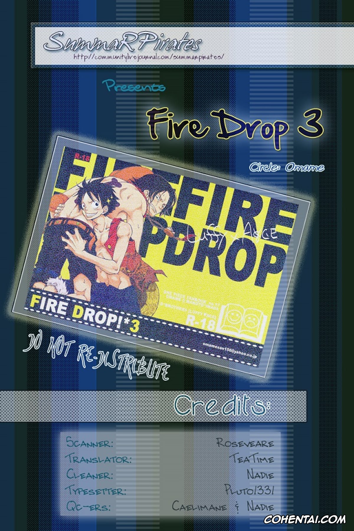 One Piece xxx, Monkey D. Luffy xxx, Portgas D. Ace xxx, Fire Drop 3 (One Piece), pagina 1