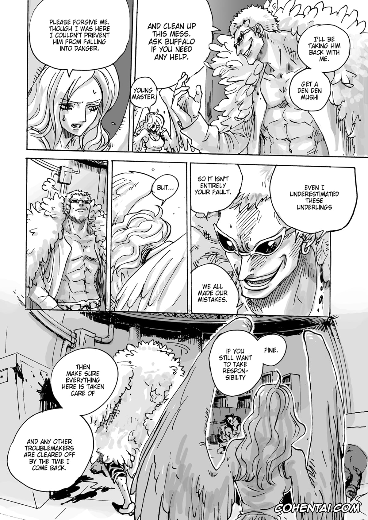 One Piece xxx, Caesar Clown xxx, Crocodile xxx, Donquixote Doflamingo xxx, Trafalgar Law xxx, THE OFFENDERS (One Piece), pagina 58