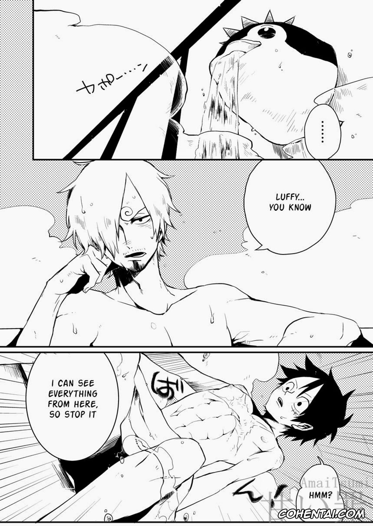 One Piece porno, Monkey D. Luffy porno, Roronoa Zoro porno, Sanji Vinsmoke porno, Monster Trio: In The Bath (One Piece), pagina 2