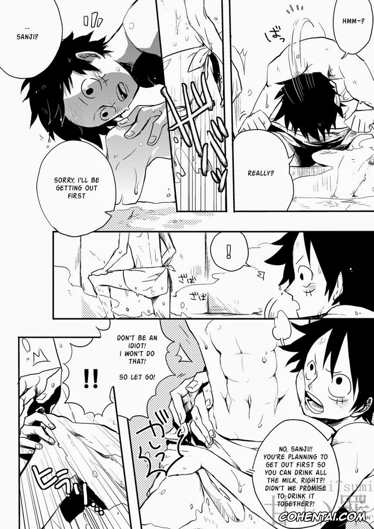 One Piece hentai, Monkey D. Luffy hentai, Roronoa Zoro hentai, Sanji Vinsmoke hentai, Monster Trio: In The Bath (One Piece), pagina 3