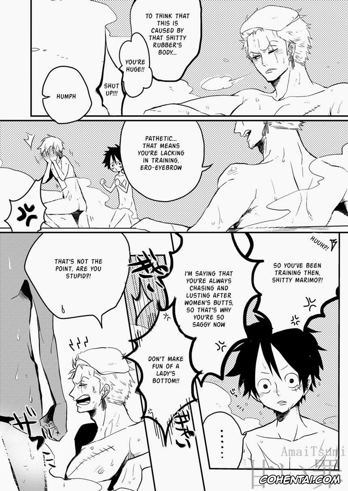 One Piece porno, Monkey D. Luffy porno, Roronoa Zoro porno, Sanji Vinsmoke porno, Monster Trio: In The Bath (One Piece), pagina 5