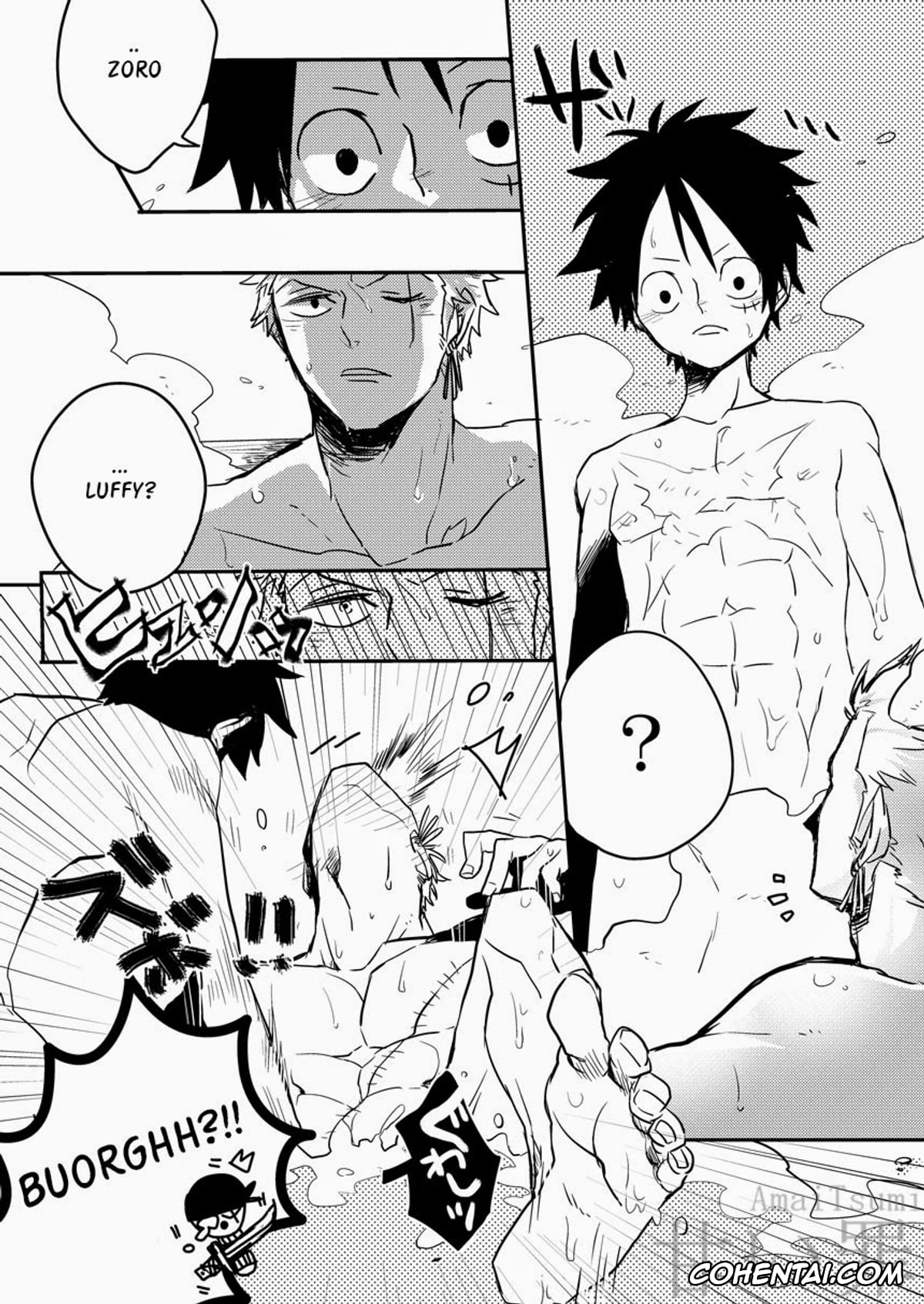 One Piece hentai, Monkey D. Luffy hentai, Roronoa Zoro hentai, Sanji Vinsmoke hentai, Monster Trio: In The Bath (One Piece), pagina 6