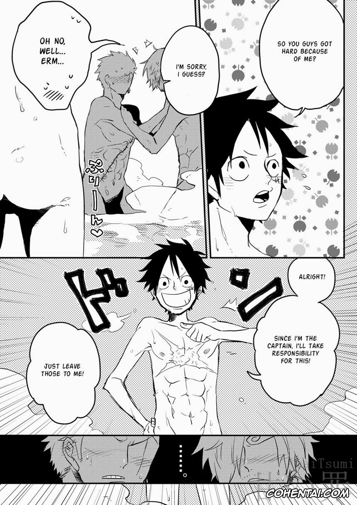 One Piece porno, Monkey D. Luffy porno, Roronoa Zoro porno, Sanji Vinsmoke porno, Monster Trio: In The Bath (One Piece), pagina 8