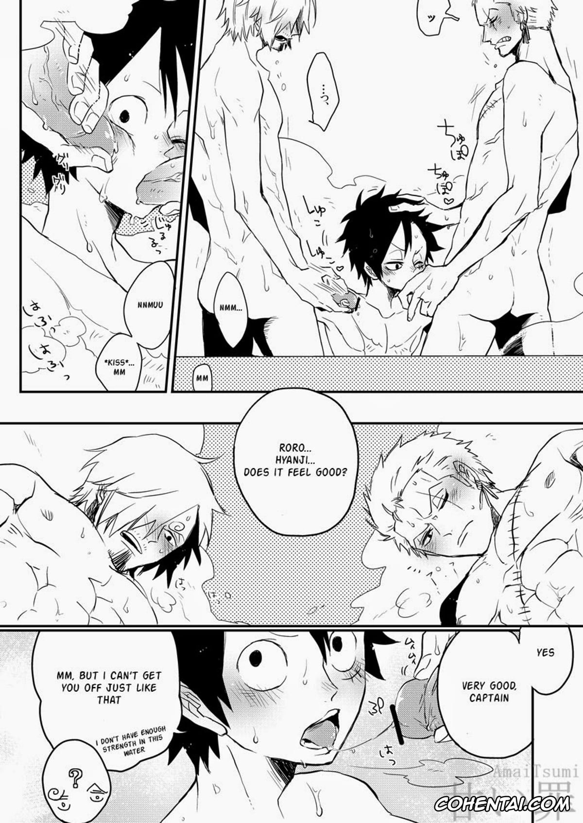 One Piece porno, Monkey D. Luffy porno, Roronoa Zoro porno, Sanji Vinsmoke porno, Monster Trio: In The Bath (One Piece), pagina 11
