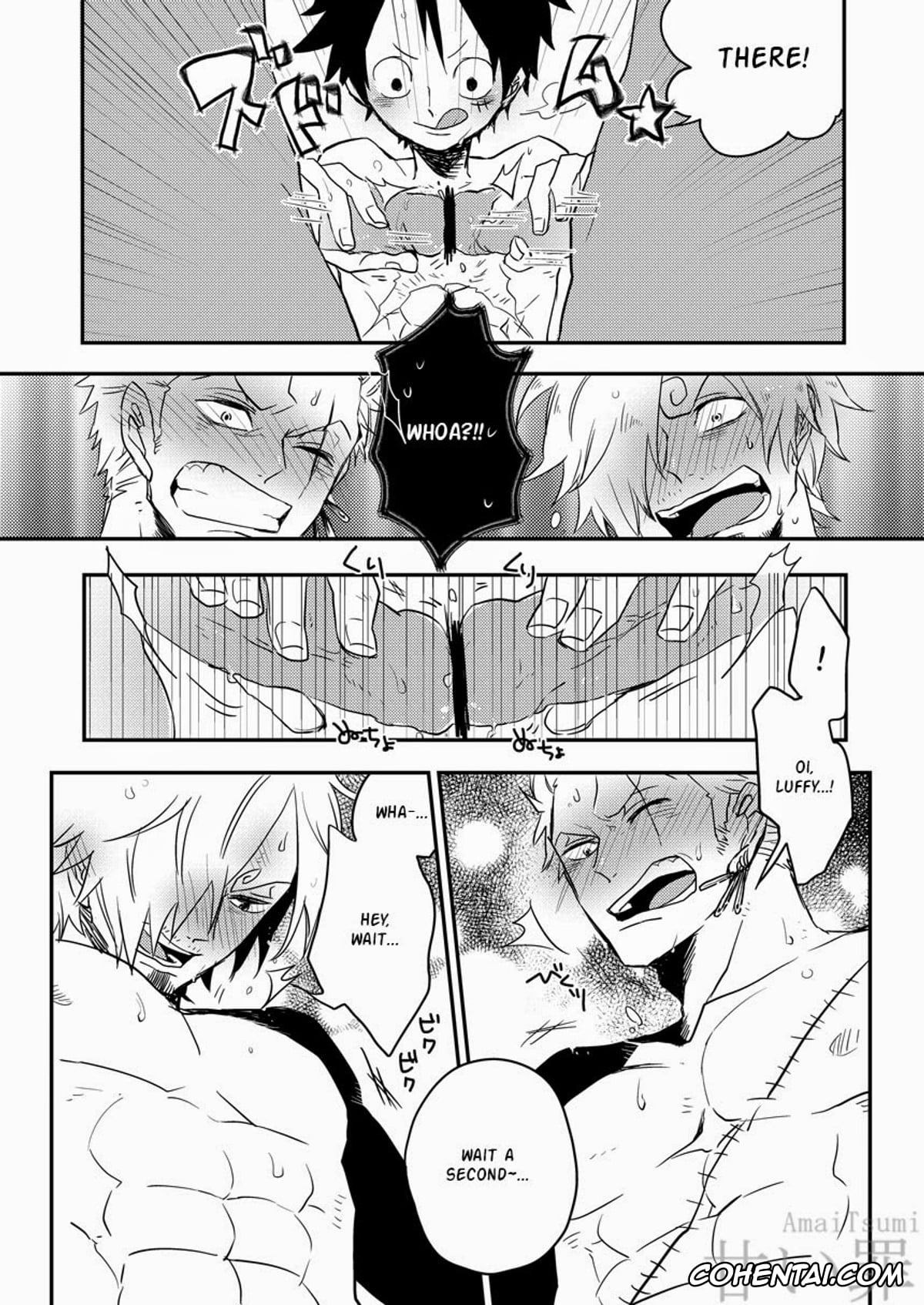 One Piece hentai, Monkey D. Luffy hentai, Roronoa Zoro hentai, Sanji Vinsmoke hentai, Monster Trio: In The Bath (One Piece), pagina 12