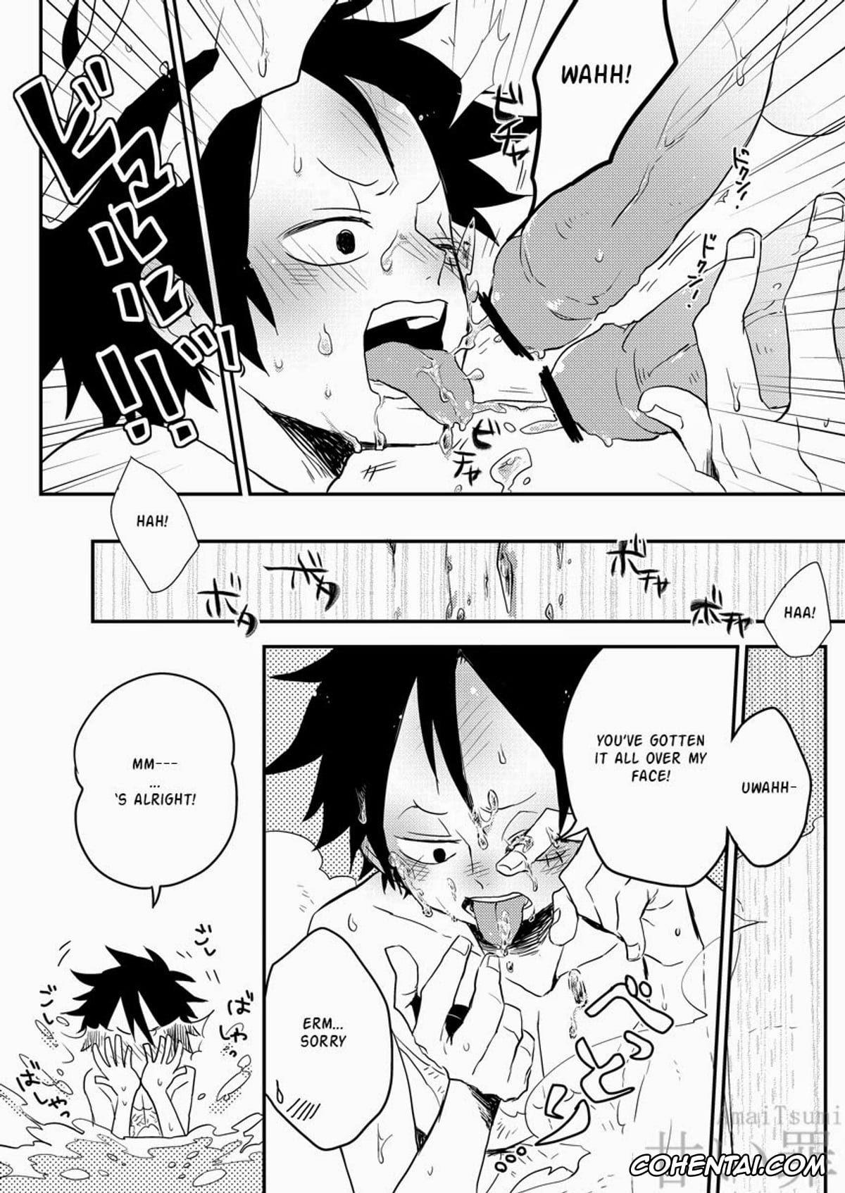 One Piece porno, Monkey D. Luffy porno, Roronoa Zoro porno, Sanji Vinsmoke porno, Monster Trio: In The Bath (One Piece), pagina 14