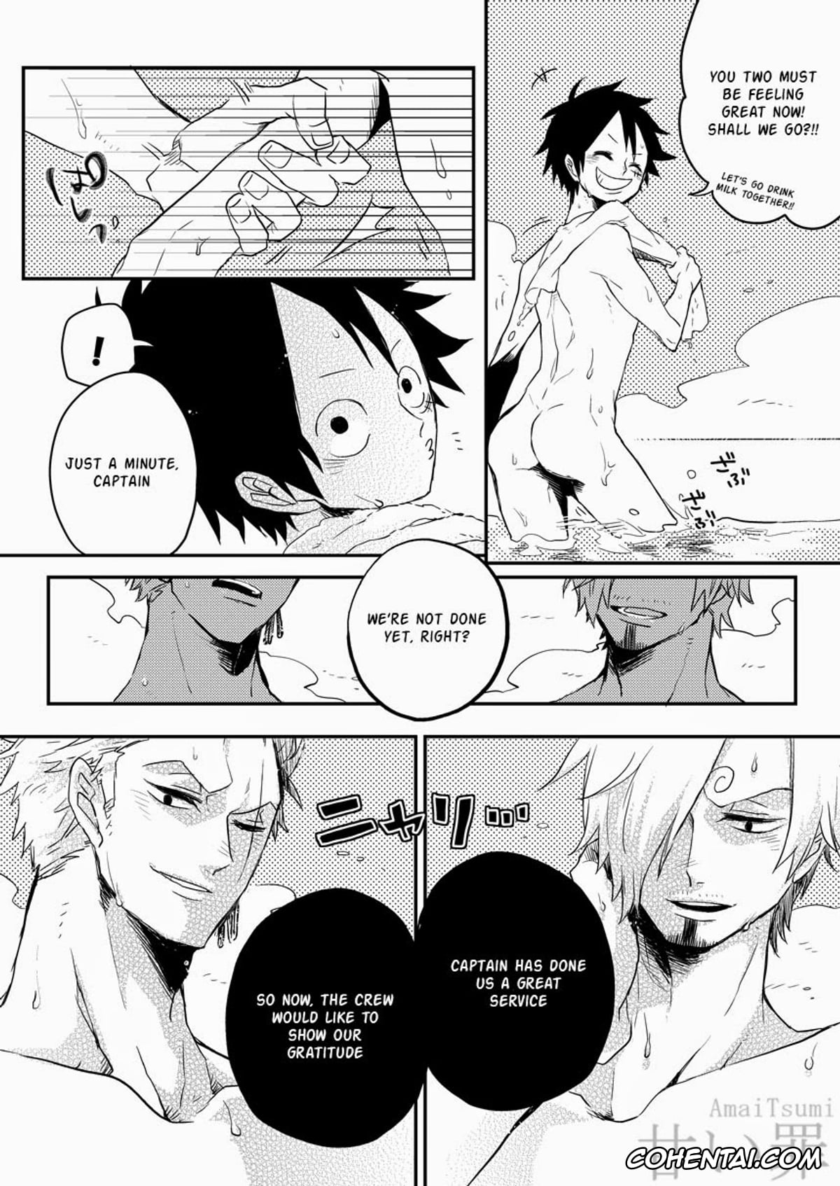 One Piece hentai, Monkey D. Luffy hentai, Roronoa Zoro hentai, Sanji Vinsmoke hentai, Monster Trio: In The Bath (One Piece), pagina 15