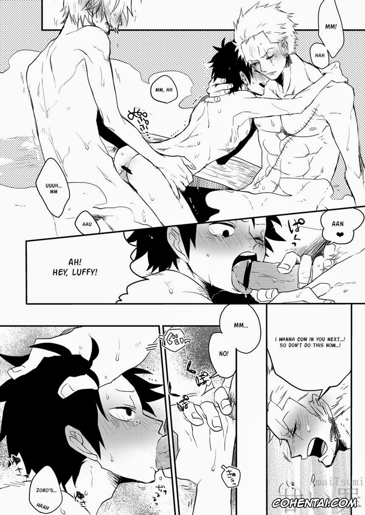 One Piece porno, Monkey D. Luffy porno, Roronoa Zoro porno, Sanji Vinsmoke porno, Monster Trio: In The Bath (One Piece), pagina 17