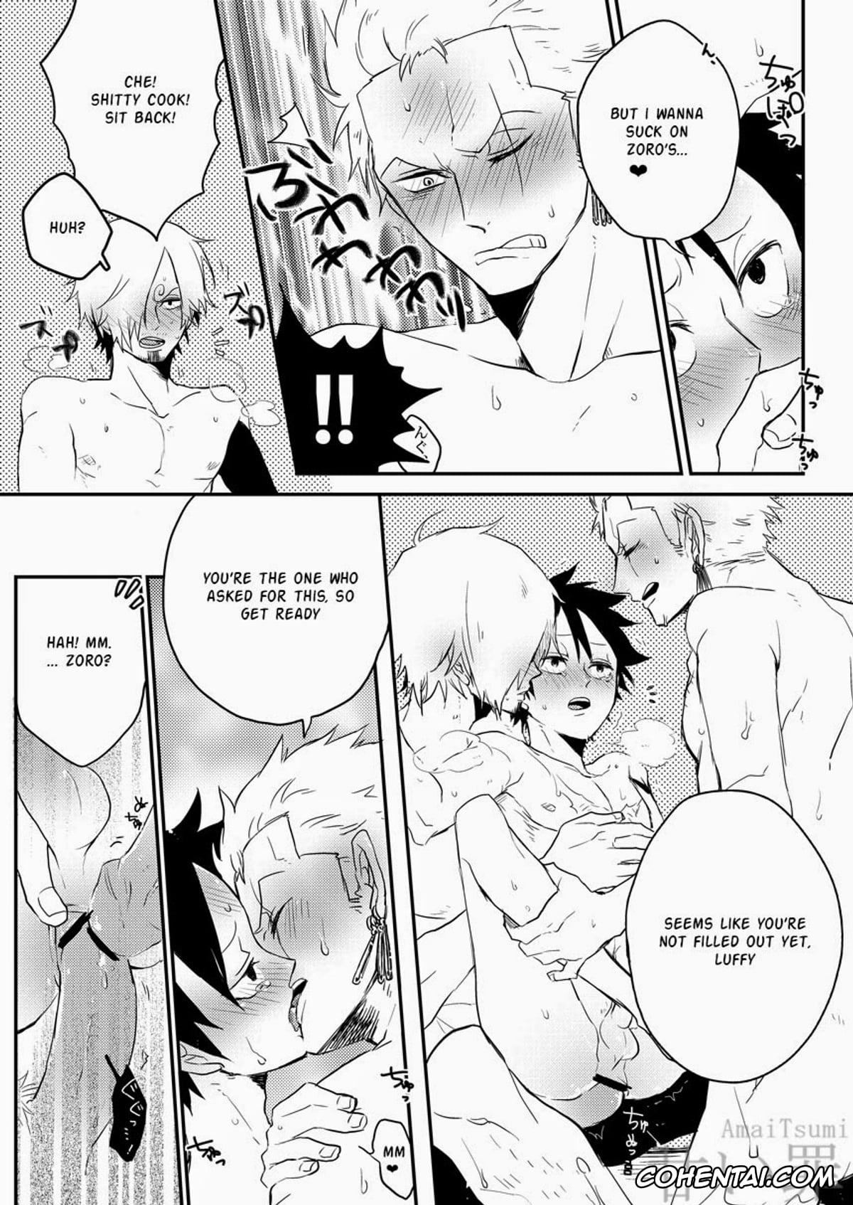 One Piece hentai, Monkey D. Luffy hentai, Roronoa Zoro hentai, Sanji Vinsmoke hentai, Monster Trio: In The Bath (One Piece), pagina 18