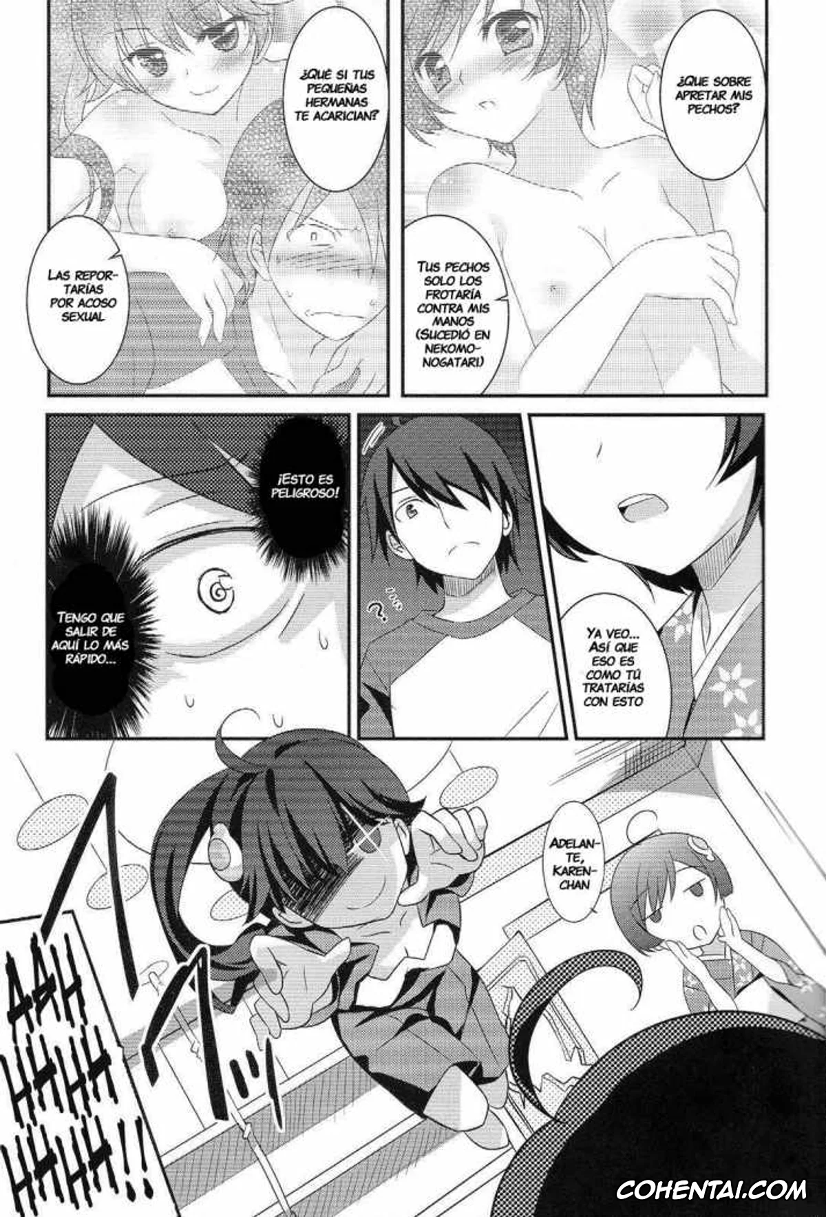 Bakemonogatari hentai, Karen Araragi hentai, Koyomi Araragi hentai, Tsukihi Araragi hentai, Boku to Karen to Tsukihi ga Shuraba sugiru | Tsukihi, Karen, and I Fight Too Much (Nisemonogatari), pagina 6