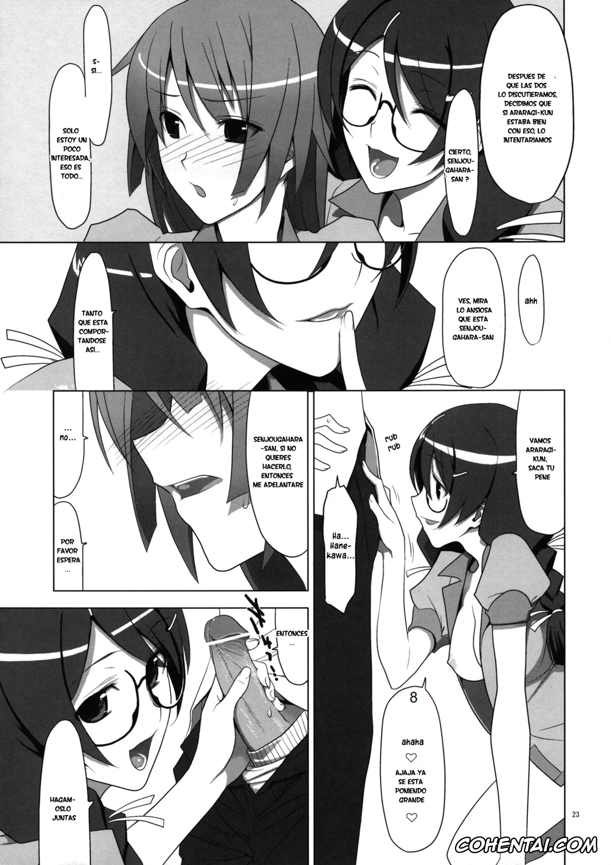 Bakemonogatari xxx, Hitagi Senjougahara xxx, Koyomi Araragi xxx, Tsubasa Hanekawa xxx, PLUNDER (Bakemonogatari), pagina 22
