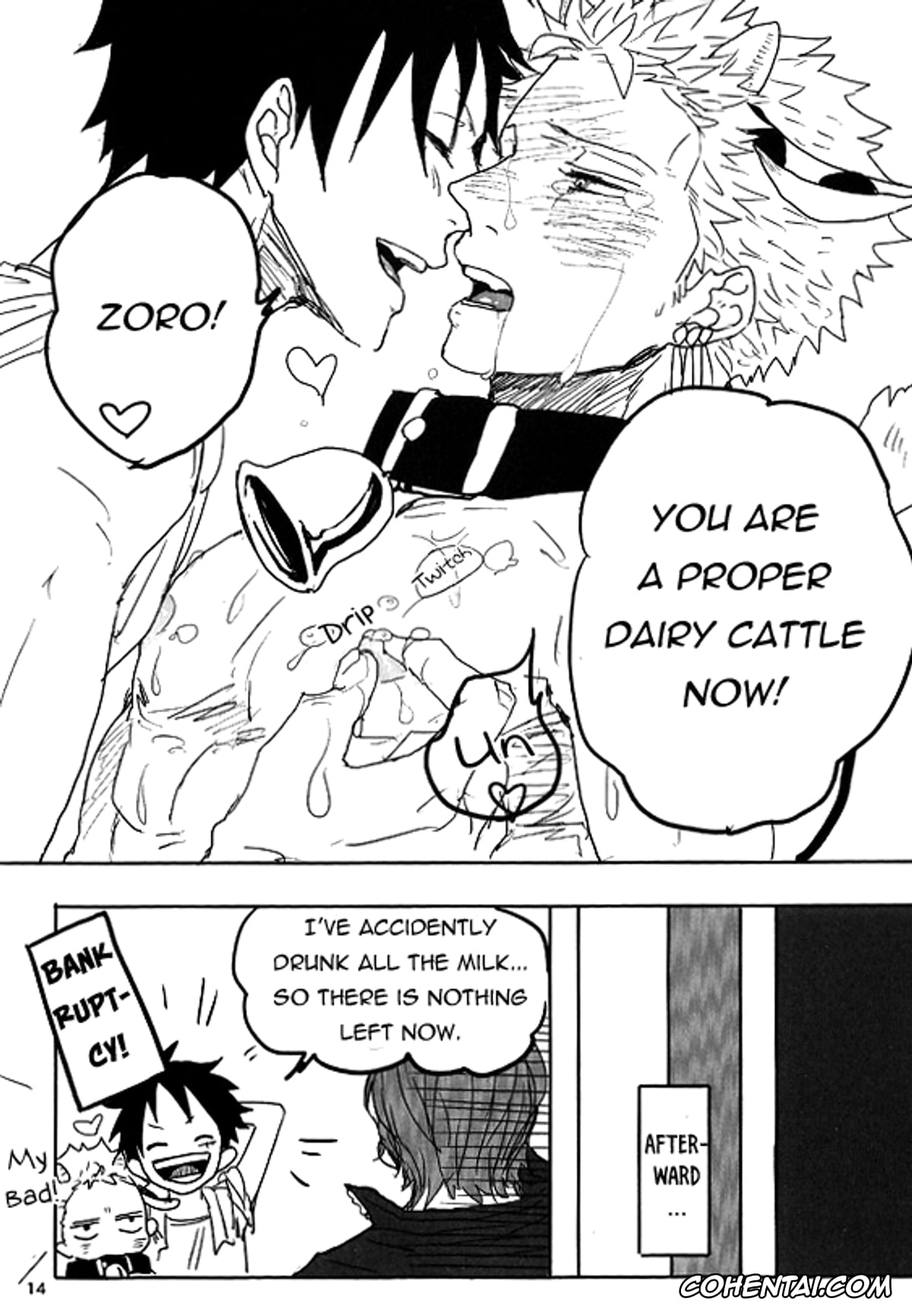 One Piece xxx, Monkey D. Luffy xxx, Roronoa Zoro xxx, Oishii Milk Ikaga desu ka? (One Piece), pagina 16