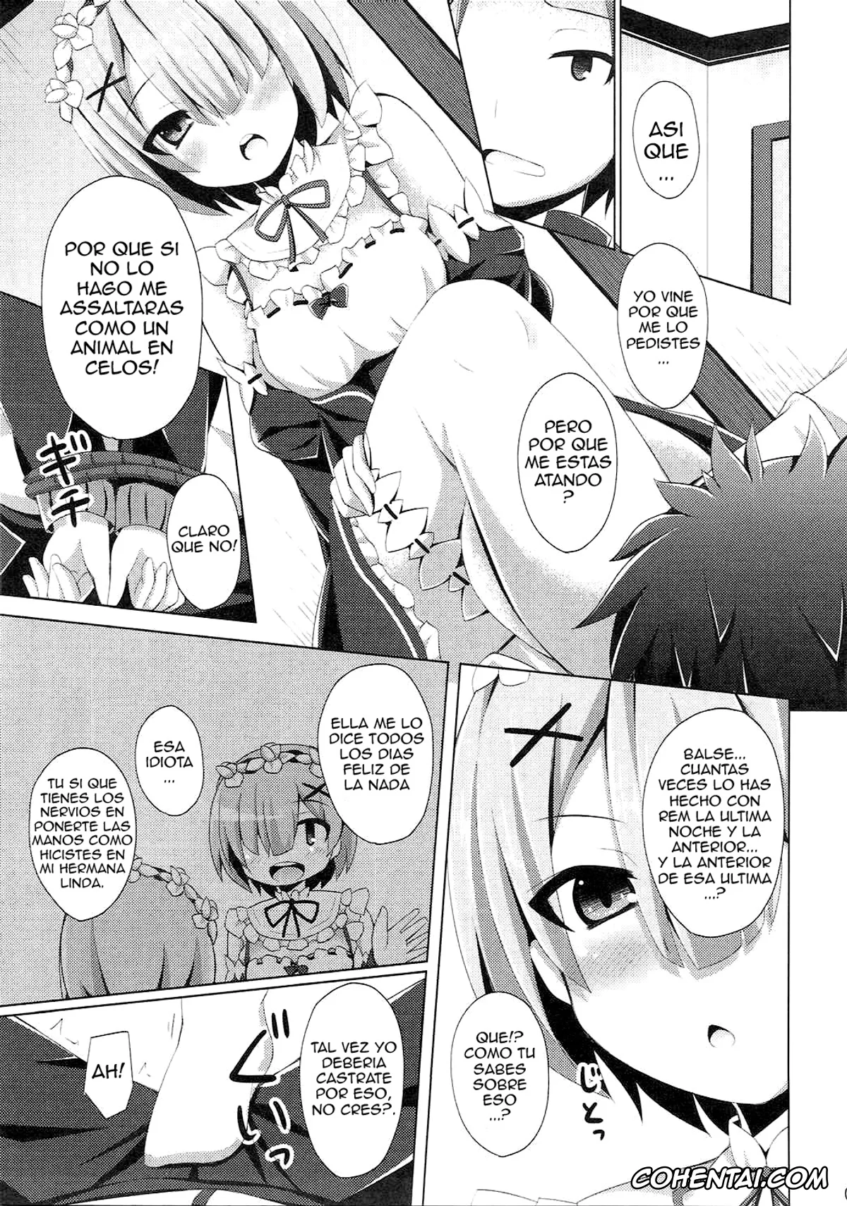 Re:Zero kara Hajimeru Isekai Seikatsu porno, Ram porno, Rem porno, Subaru Natsuki porno, «A Subaru-kun Ecchi Shimasu?» «Chotto Barusu Nani Jiro Jiro Miten no yo» (Re:Zero Kara Hajimeru Isekai Seikatsu), pagina 8
